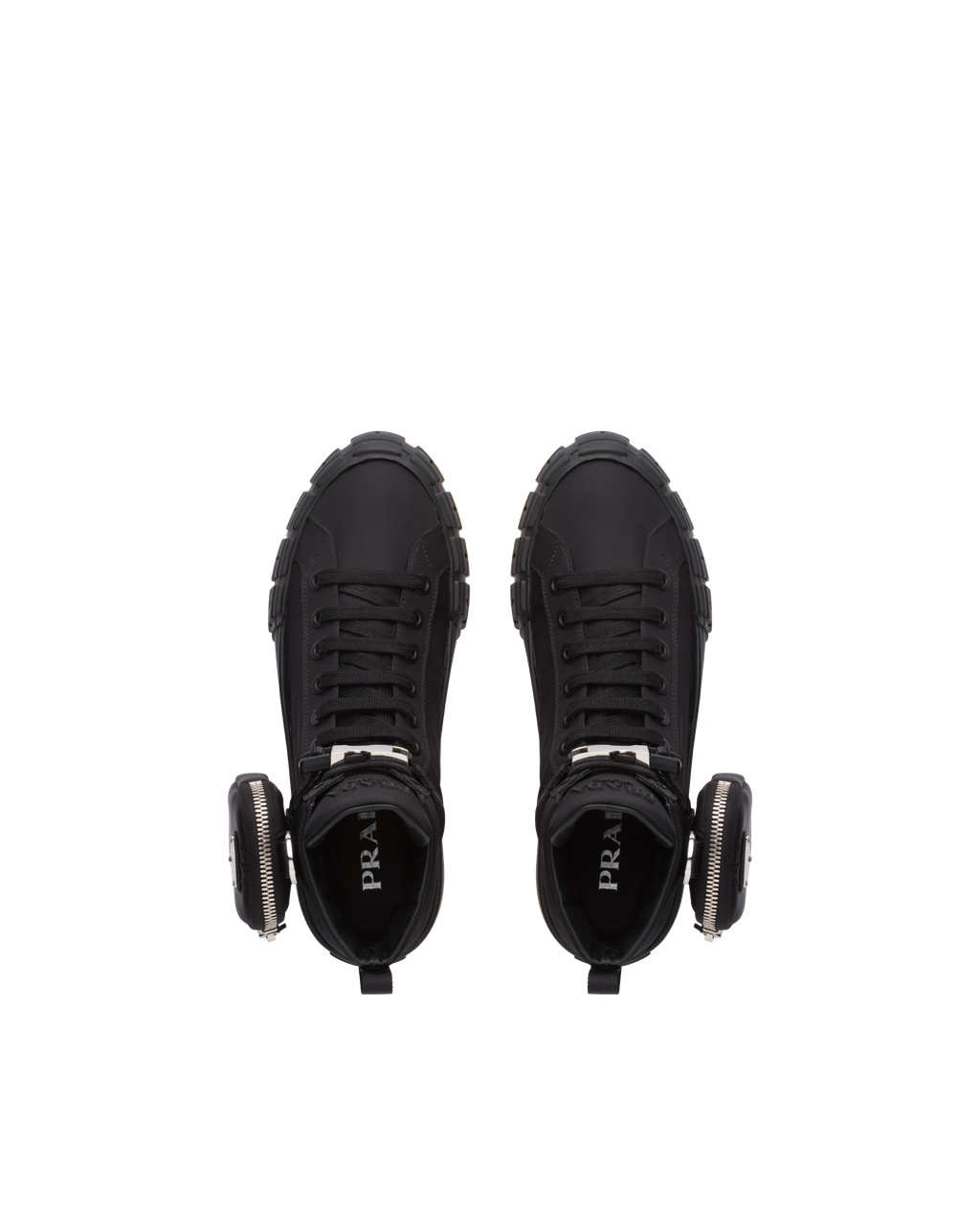 Prada Wheel Re-nylon Gabardine High-top Sneakers Černé | 174893KFO