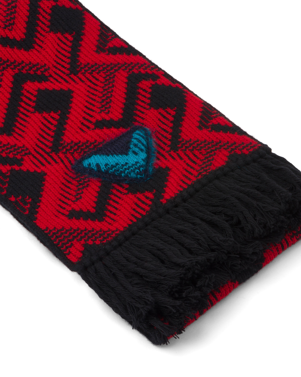 Prada Wool And Cashmere Jacquard Scarf Černé Červené | 178632GOY