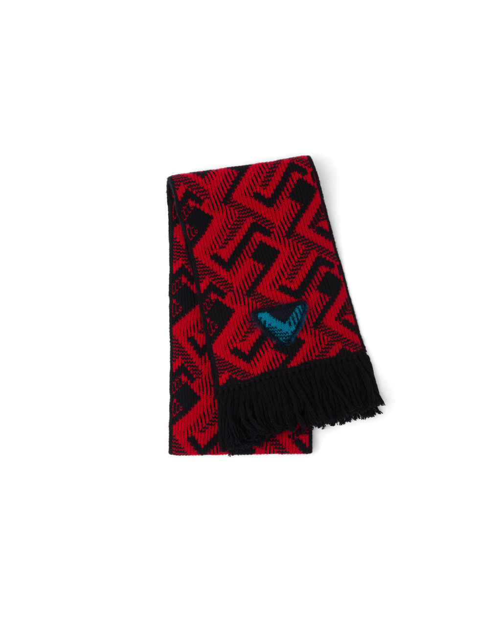 Prada Wool And Cashmere Jacquard Scarf Černé Červené | 178632GOY