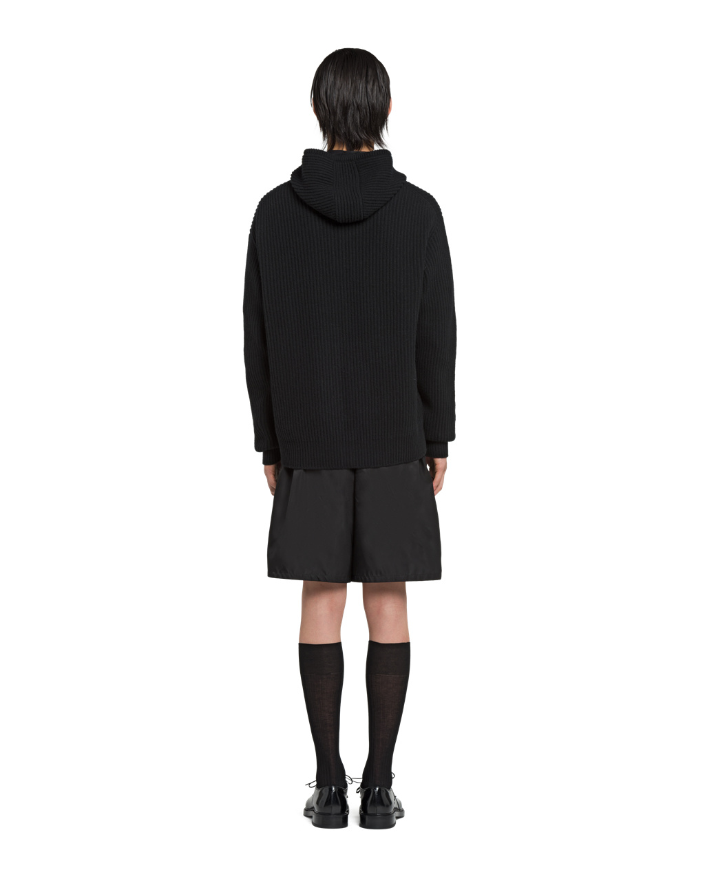 Prada Wool And Cashmere Knit Hoodie Černé | 371052FTO