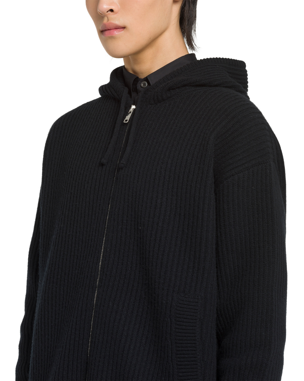 Prada Wool And Cashmere Knit Hoodie Černé | 371052FTO