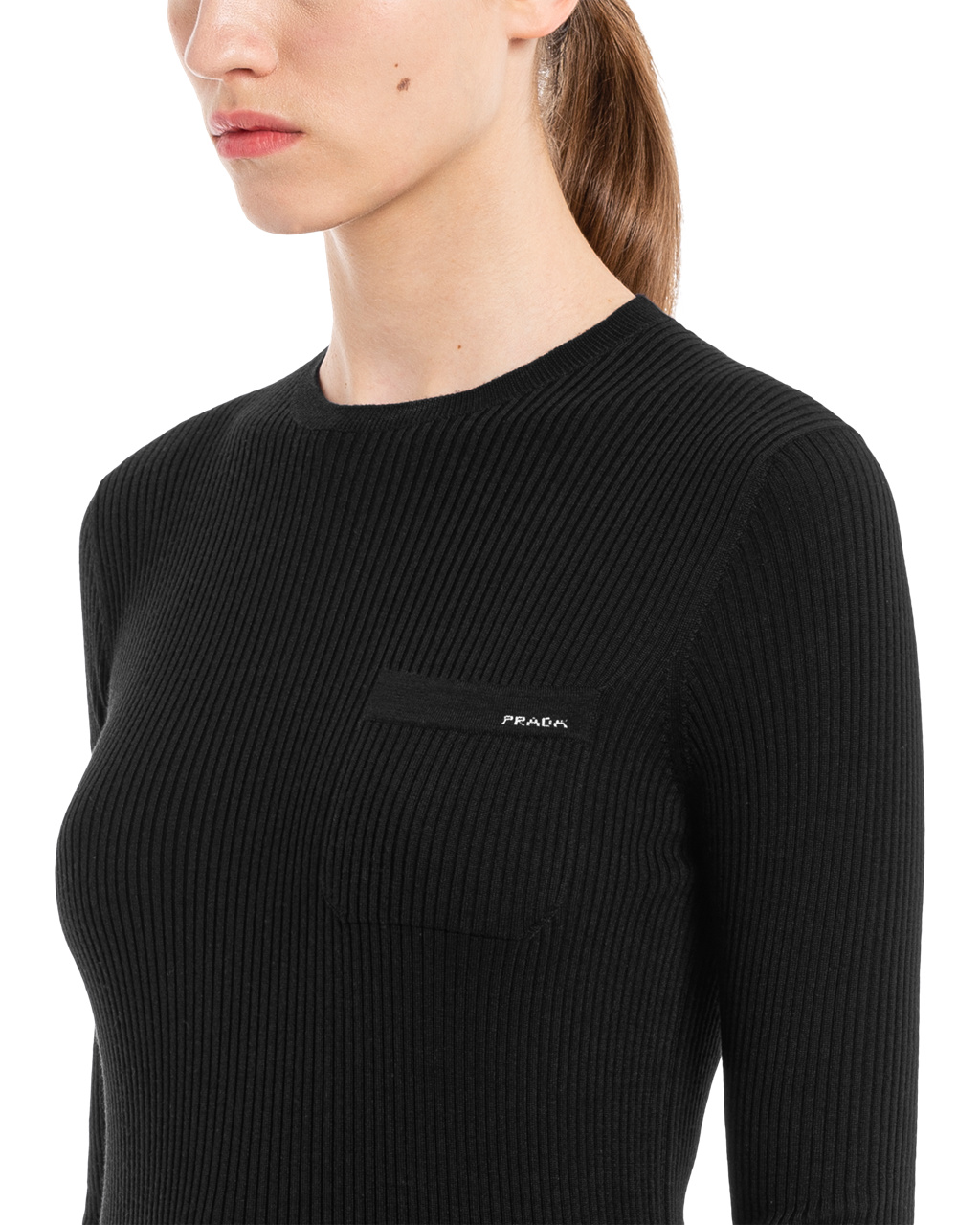 Prada Wool And Silk Crew-neck Svetrové Černé | 812059VMQ