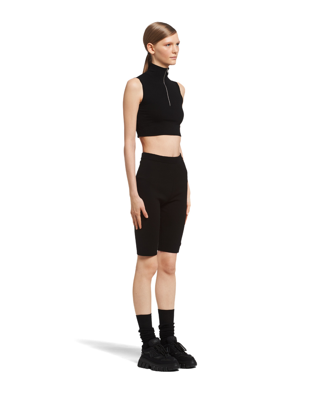 Prada Wool And Viscose Turtleneck Crop Top Černé | 168294LRN