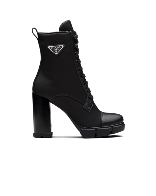 Prada Brushed Læder And Nylon Booties Černé | 685173RIW