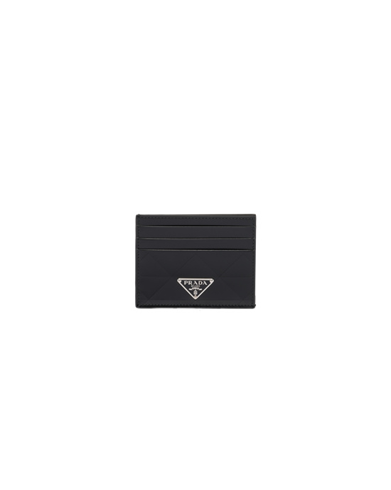 Prada Brushed Læder Card Holder Černé | 138657PKL