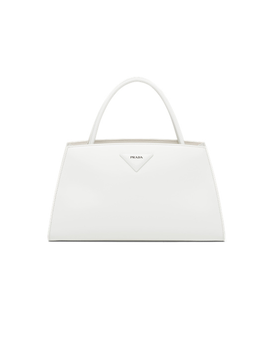 Prada Brushed Læder Handbag Bílé | 352064AZR