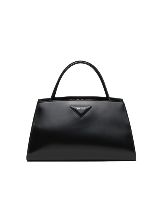 Prada Brushed Læder Handbag Černé | 859067CSE