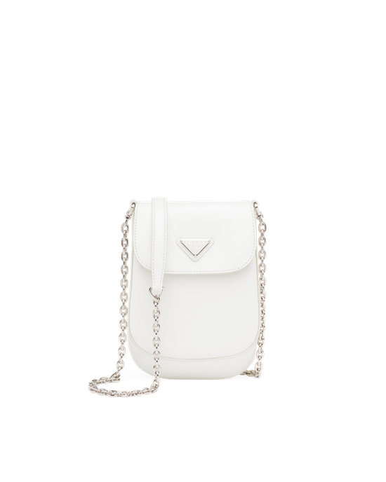 Prada Brushed Læder Mini-bag Bílé | 849315QWB