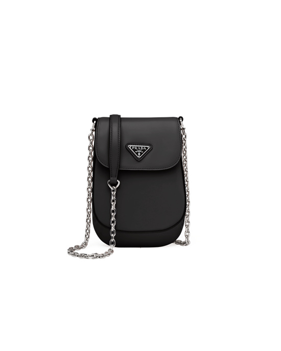 Prada Brushed Læder Mini-bag Černé | 985764XKI