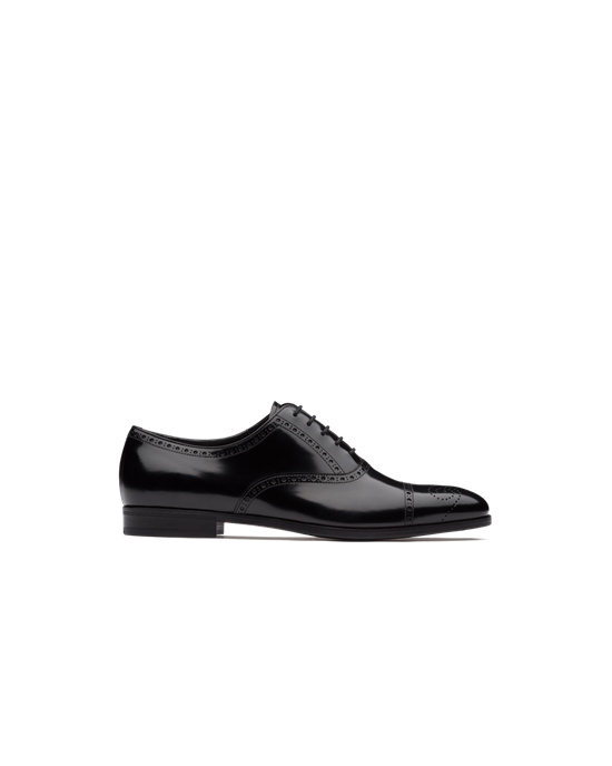 Prada Brushed Læder Oxford Shoes Černé | 249571LUH