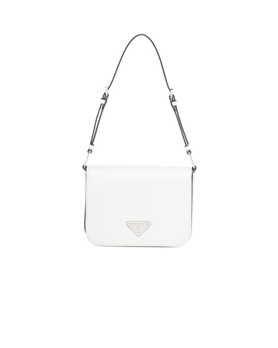 Prada Brushed Læder Shoulder Bag Bílé | 895240CYF