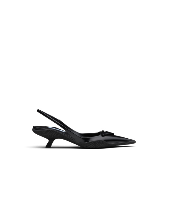 Prada Brushed Læder Slingback Pumps Černé | 703816LSX