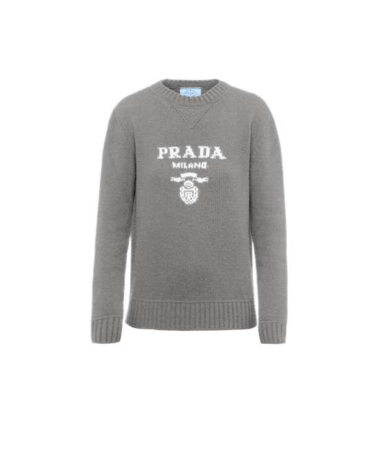 Prada Cashmere And Wool Prada Logo Crew-neck Svetrové Šedé | 946018YLH