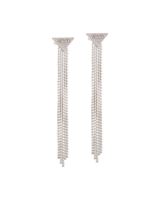 Prada Crystal Logo Jewels Zirconia Earrings Crystal | 740321FUJ