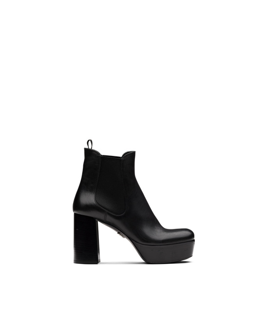 Prada Læder Platformy Booties Černé | 947538EIT