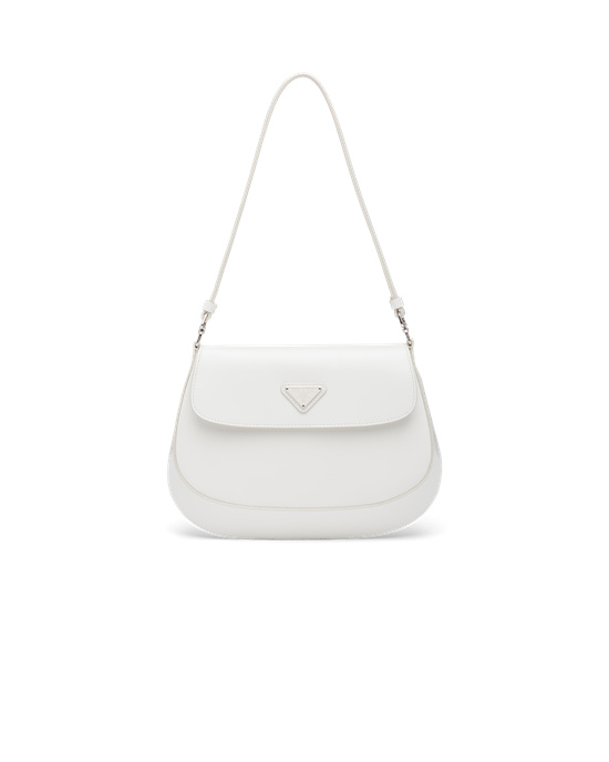 Prada Prada Cleo Brushed Læder Shoulder Bag With Flap Bílé | 276519EWT