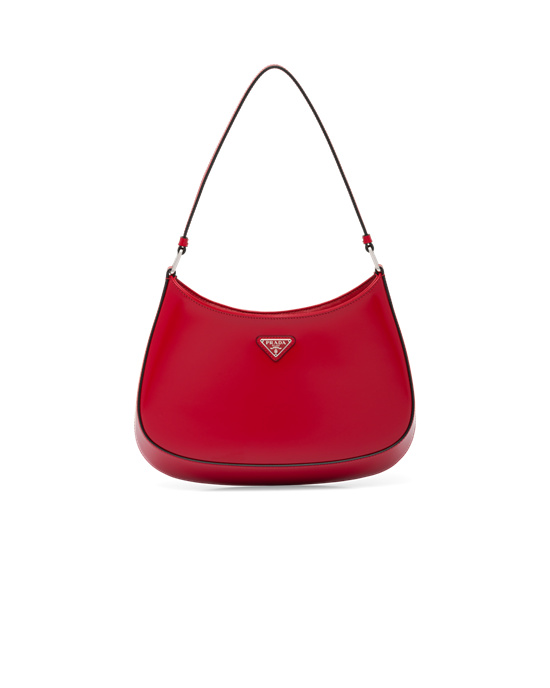 Prada Prada Cleo Brushed Læder Shoulder Bag Scarlet | 309254OXF