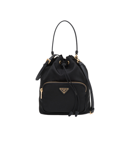 Prada Prada Duet Re-nylon Bucket Shoulder Bag Černé | 257094ZJY