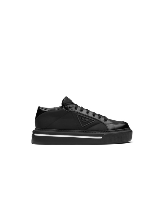 Prada Prada Macro Re-nylon And Brushed Læder Sneakers Černé | 280576GPB