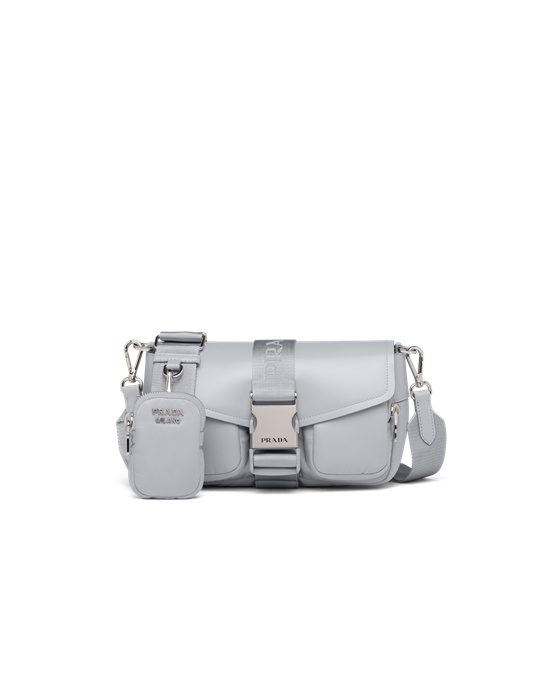 Prada Prada Pocket Nylon And Brushed Læder Bag Blankyt | 397542RUZ