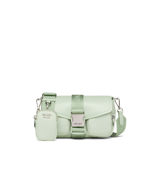 Prada Prada Pocket Nylon And Brushed Læder Bag Aqua | 982503OZV