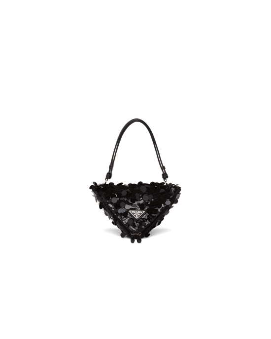 Prada Prada Triangle Sequin And Læder Handbag Černé | 869032UIF