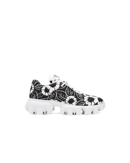 Prada Printed Nylon Sneakers Černé Bílé | 310487LPN