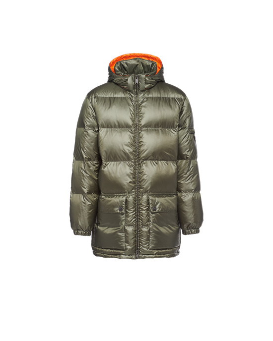 Prada S Kapucí Nylon Down Jacket Zelene Oranžové | 897160CNB