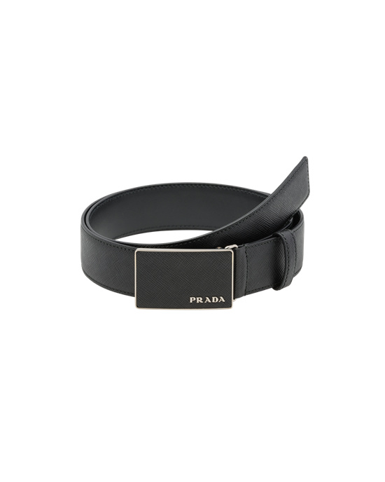 Prada Saffiano Læder Belt Černé | 182709ZDN