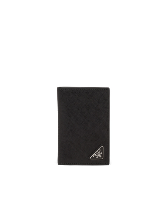 Prada Saffiano Læder Card Holder Černé | 180347GZR