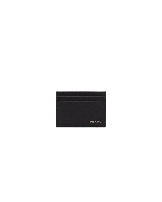 Prada Saffiano Læder Card Holder Černé | 293871CVT