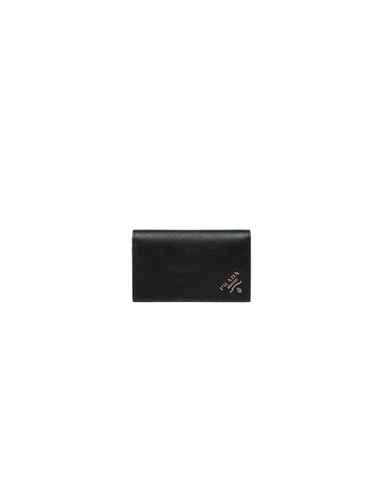 Prada Saffiano Læder Card Holder Černé | 630529GQK