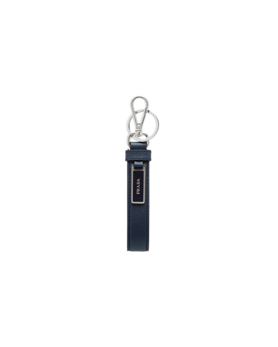 Prada Saffiano Læder Keychain Blankyt | 346107THZ