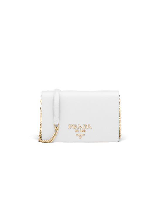 Prada Saffiano Læder Mini Bag Bílé | 543916HTE