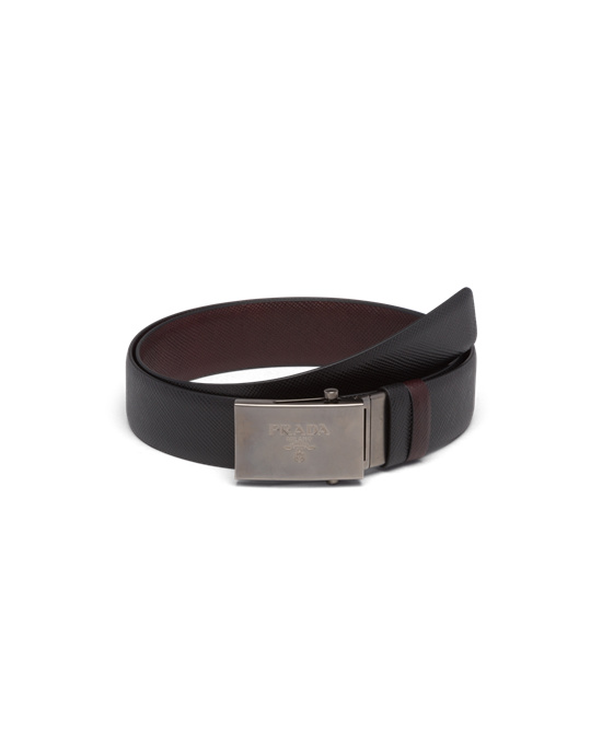 Prada Saffiano Læder Reversible Belt Černé Káva Hnědé | 014286BFR