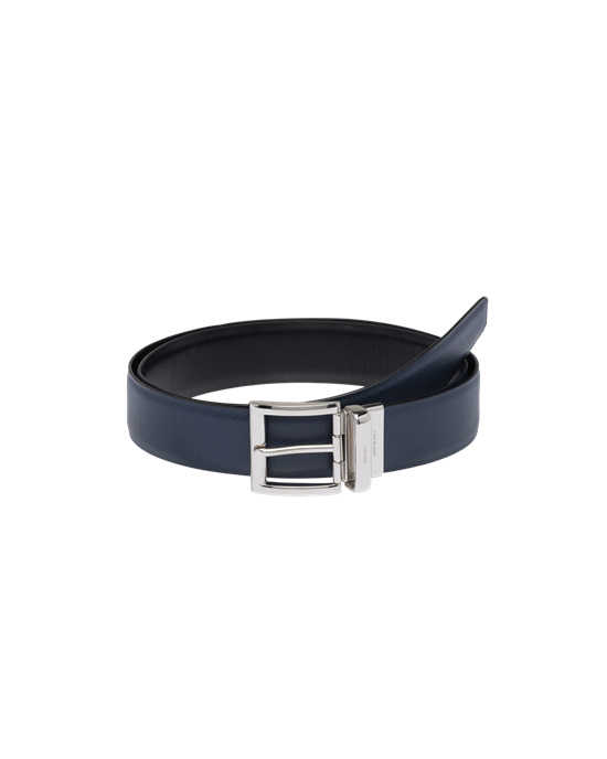 Prada Saffiano Læder Reversible Belt Černé Blankyt | 514387EAI