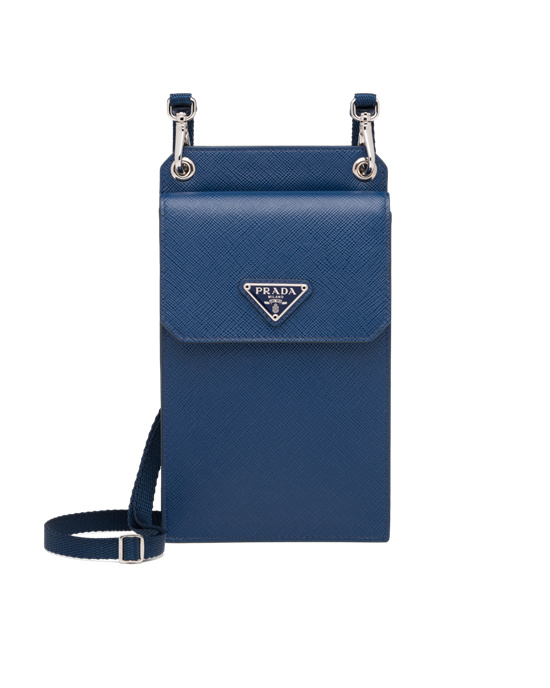 Prada Saffiano Læder Smartphone Case Bluette | 395017SQT