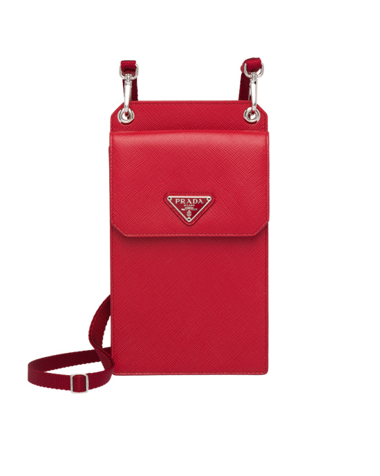 Prada Saffiano Læder Smartphone Case Červené | 861795IDH