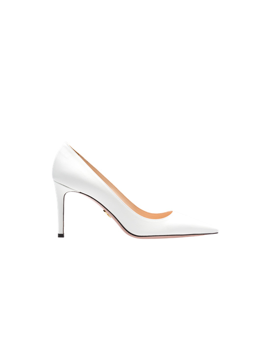 Prada Saffiano Textured Lakovaná Læder Pumps Bílé | 723946AFC