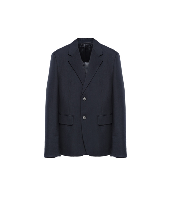 Prada Single-breasted Wool Blend Jacket Tmavě Blankyt | 605498ALP