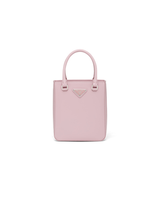 Prada Small Brushed Læder Tote Růžové | 269387FZP