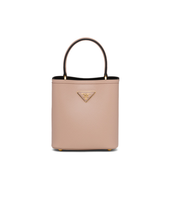 Prada Small Saffiano Læder Prada Panier Bag Růžové Černé | 642038XYH