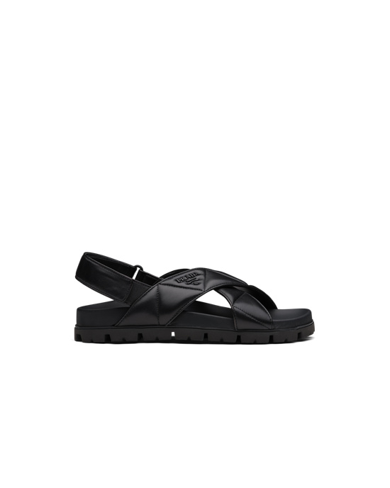 Prada Sportovní Quilted Nappa Læder Sandals Černé | 354261EYR