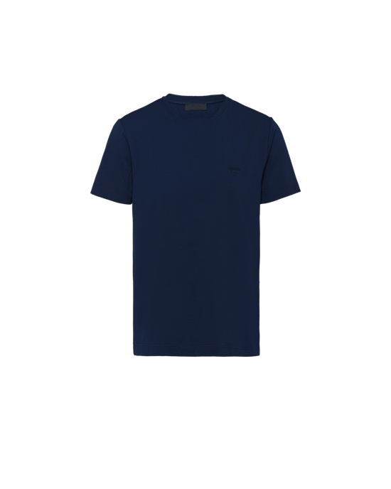 Prada Stretch Bavlněné T-shirt Tmavě Blankyt | 698325PZO