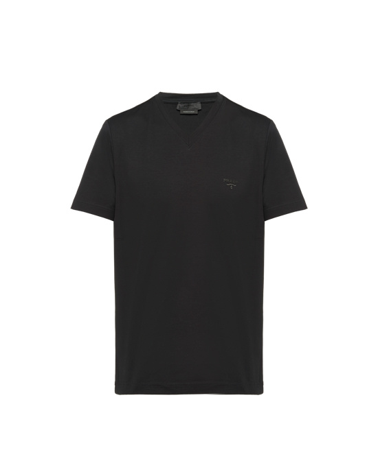 Prada Stretch Bavlněné T-shirt Černé | 790385XKG