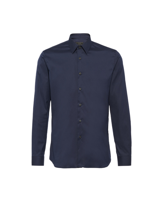 Prada Stretch Poplin Shirt Blankyt | 298157MNT