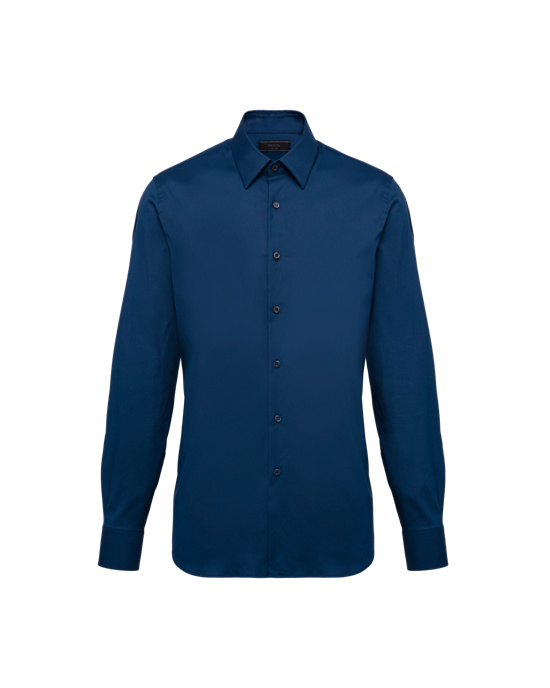 Prada Stretch Poplin Shirt Denim | 845907PWV