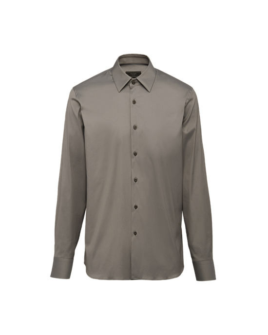 Prada Stretch Poplin Shirt Iron Gray | 693420ENS