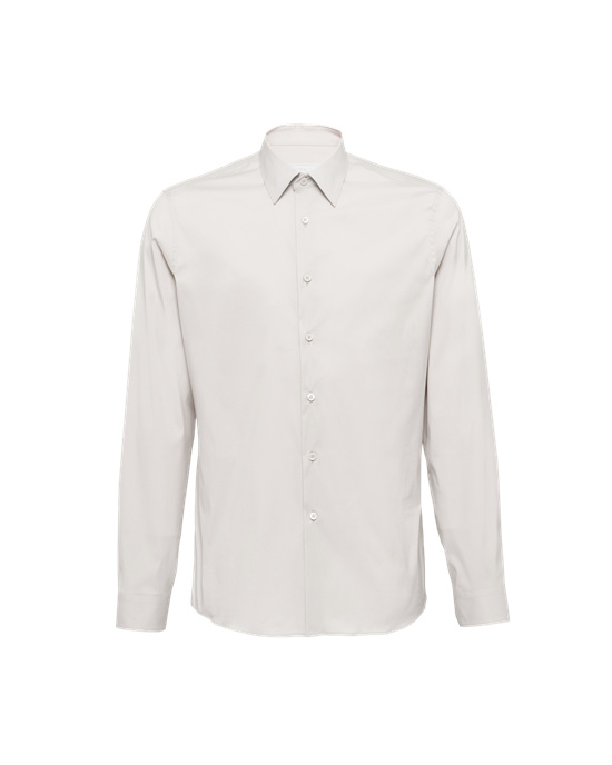 Prada Stretch Poplin Shirt Pearl Gray | 078294RDY