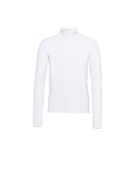 Prada Technical Jersey Mock Turtleneck Bílé | 620748JPS